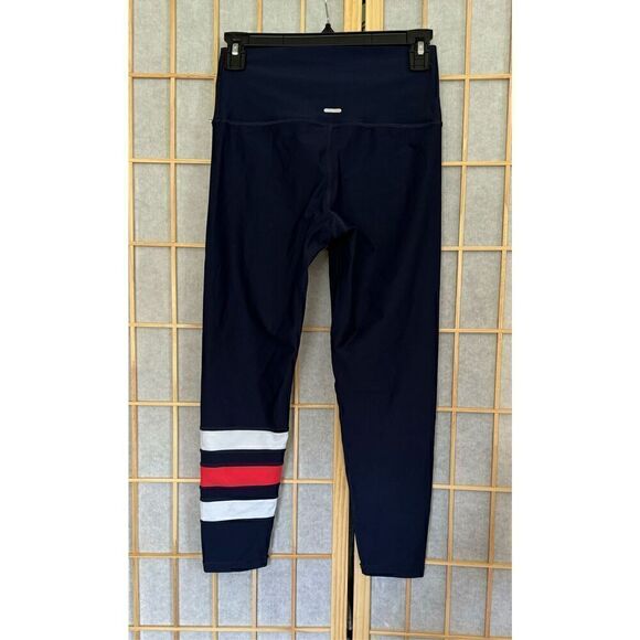 AERIE women’s navy blue with colored stripe accent athletic leggings - Picture 2 of 5